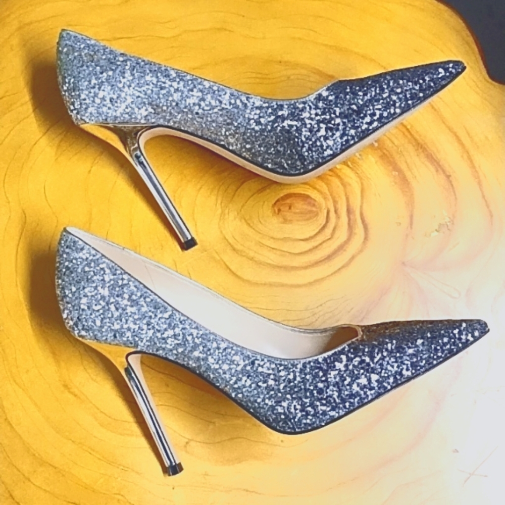Nine West Silver Metallic 'Bliss' Stilletos Size 8.5 / Silver Heel